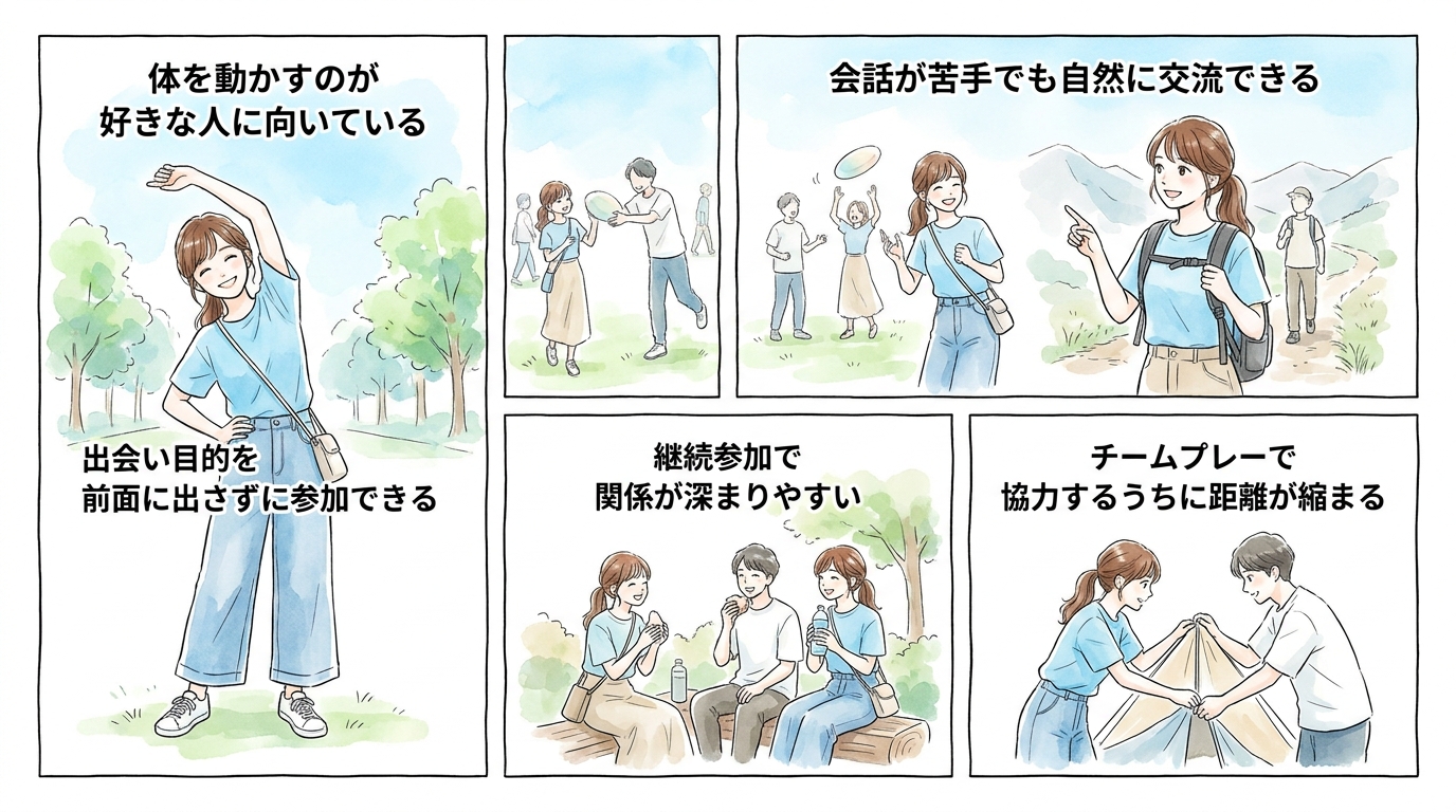 スポーツ・アウトドアタイプは共同作業を通じて自然に仲良くなれる