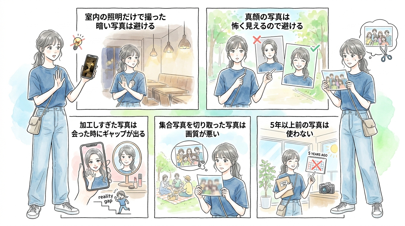 プロフィール写真は自然光で撮った笑顔の1枚を選ぶ