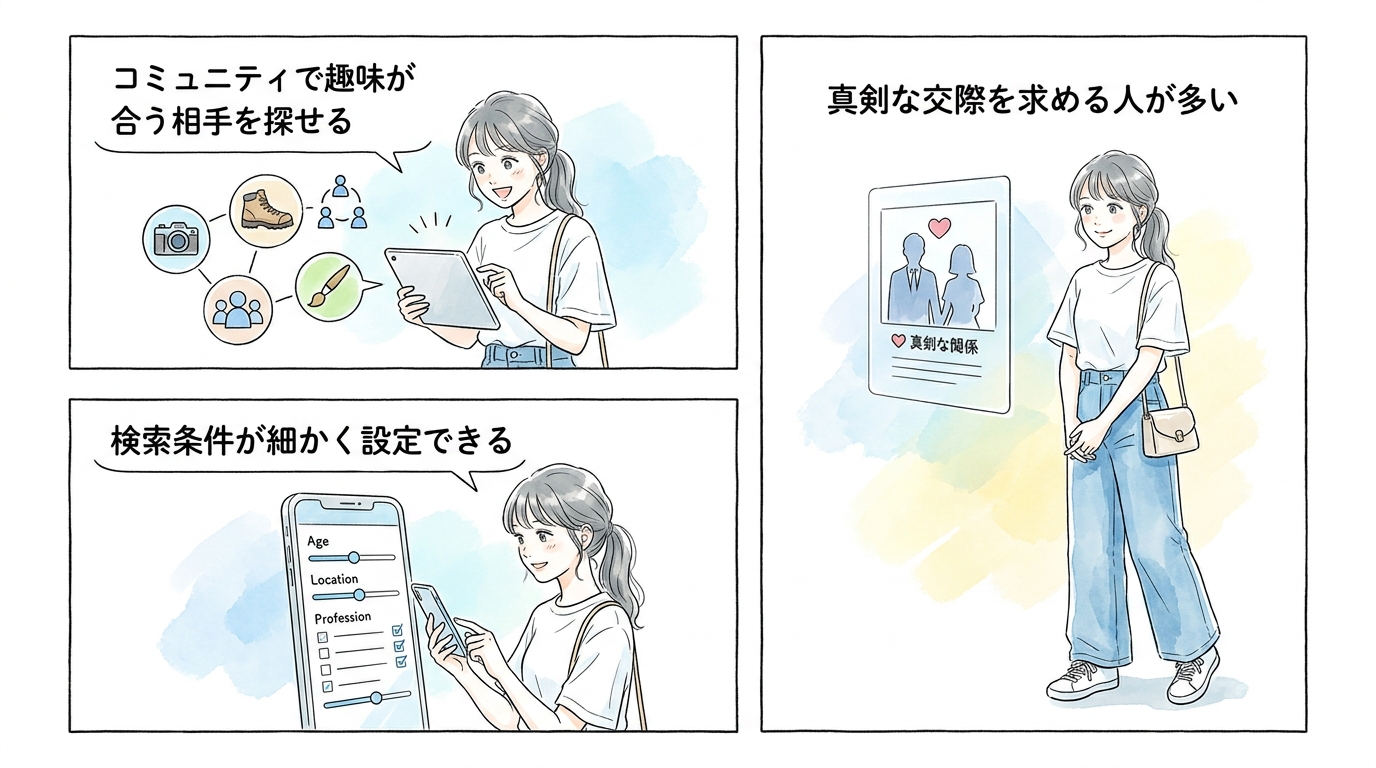 ペアーズは共通の趣味・価値観から相手を探せる