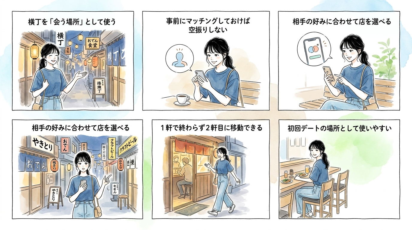 マッチングアプリと併用すれば横丁を会う場所として使える