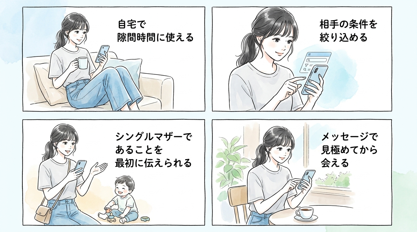 マッチングアプリは自宅で子どもの隣にいながら出会える