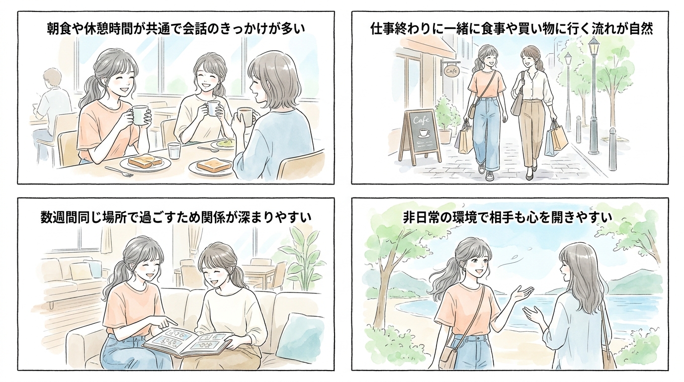 リゾートバイト・住み込み系バイトで自然に距離が縮まる