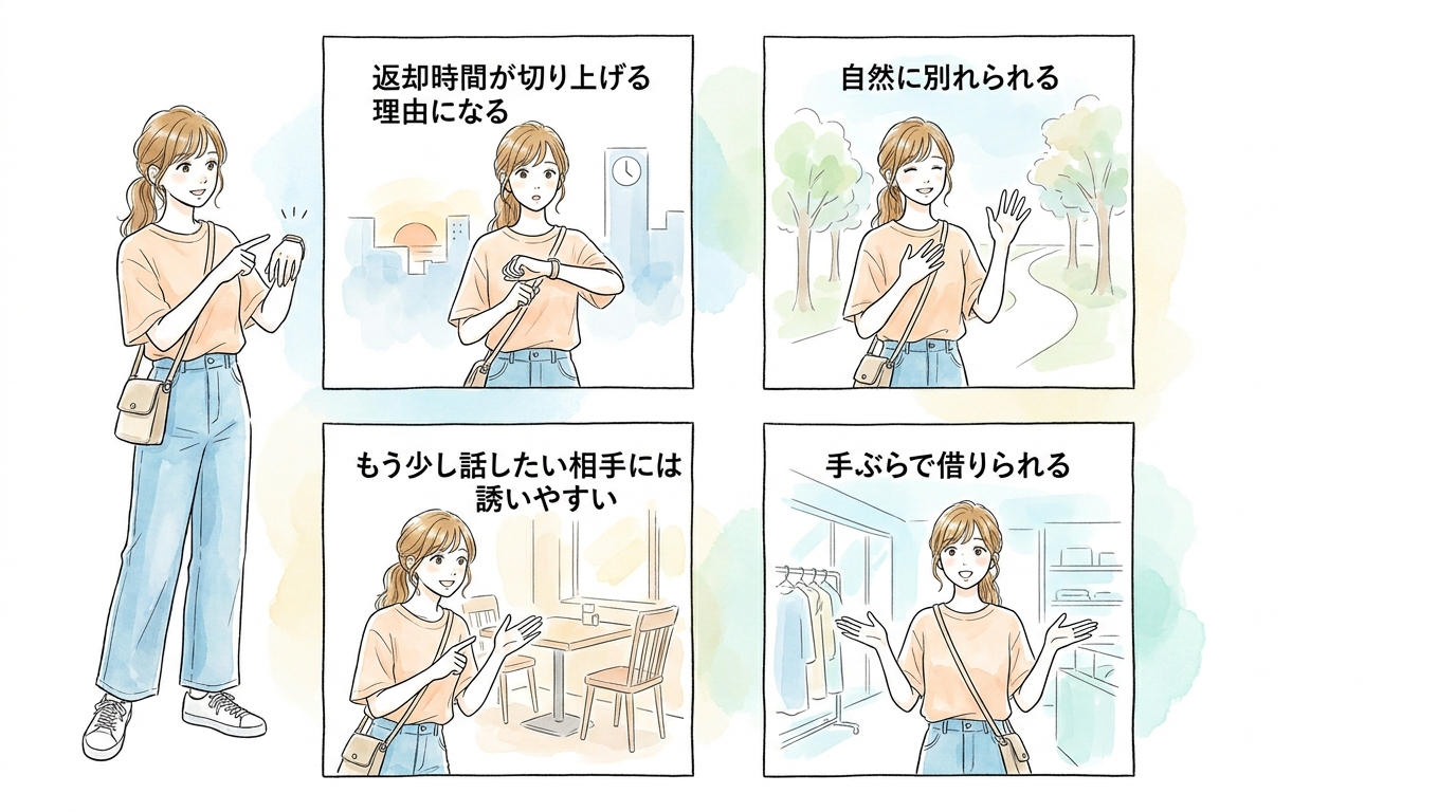 レンタル浴衣を使えば、帰り際に「返却時間が迫っている」と切り上げる理由も作れる