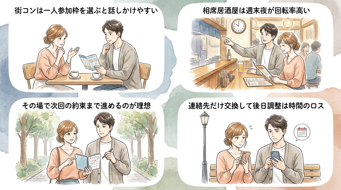 一人でも参加できる街コン・相席居酒屋が短期では意外と早い