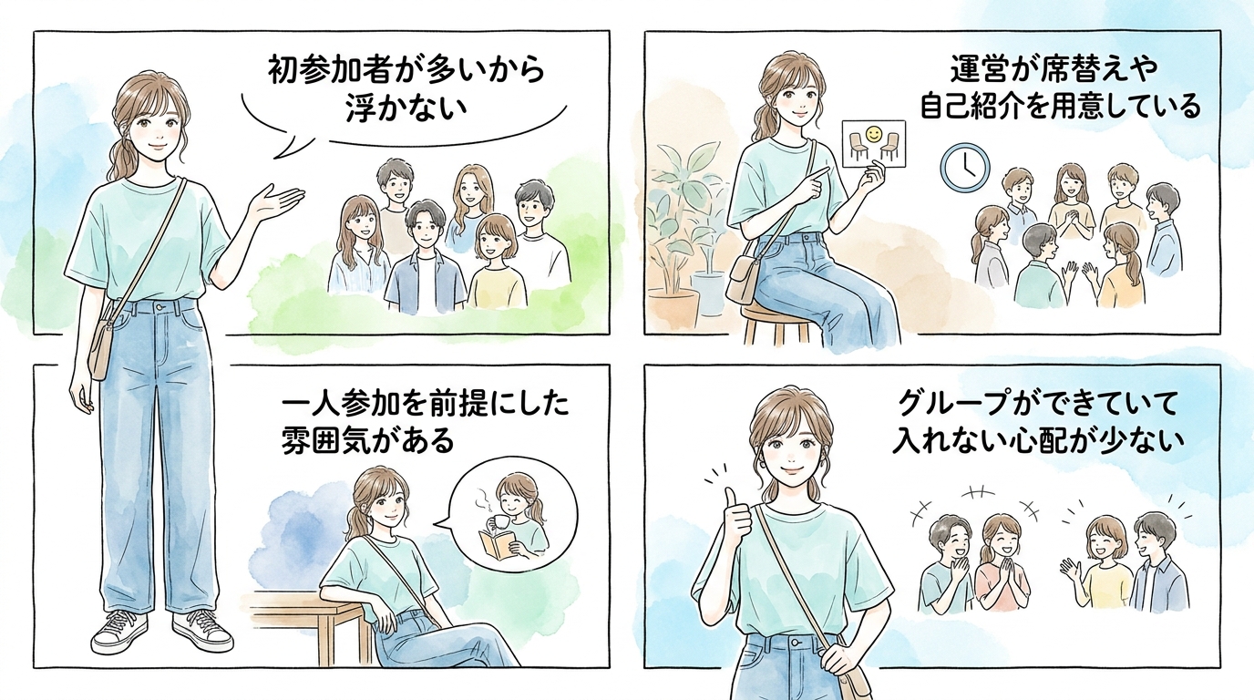一人参加・初参加でも受け入れる雰囲気が用意されている