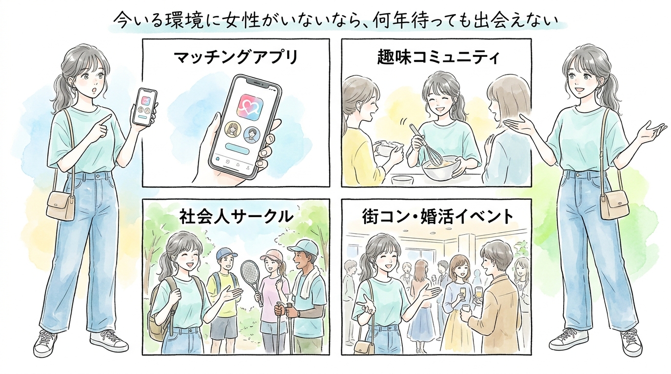 今いる環境に女性がいないなら、何年待っても出会えない