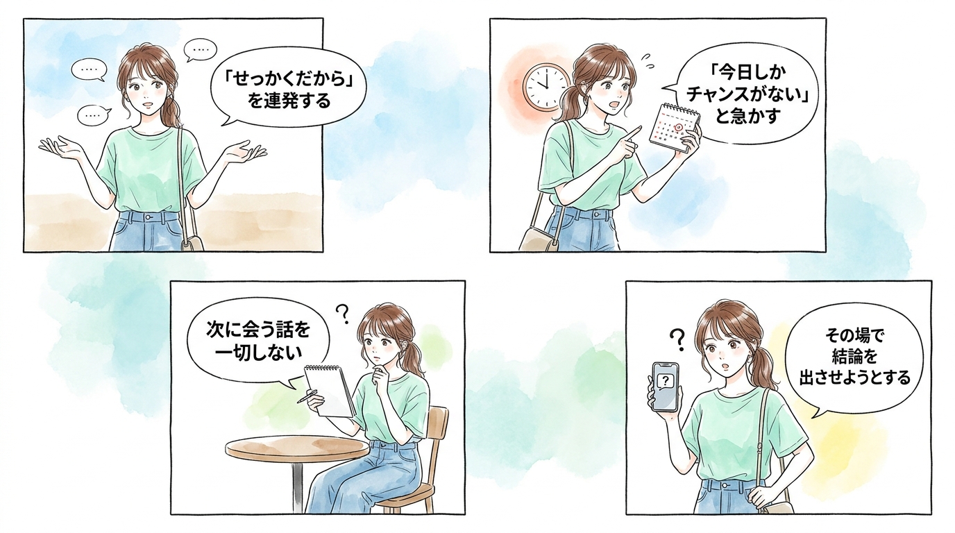 「今日だけ」を匂わせる誘い文句を使ってくる