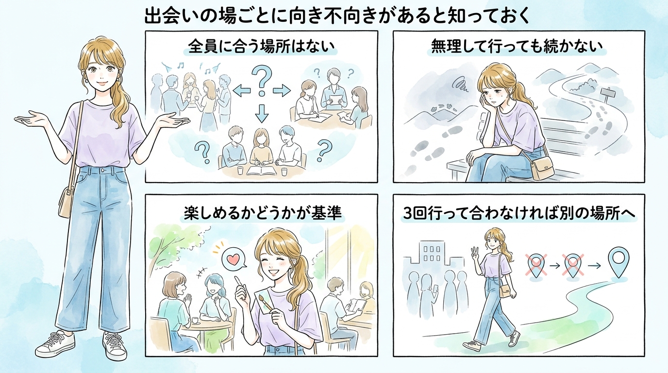出会いの場ごとに向き不向きがあると知っておく