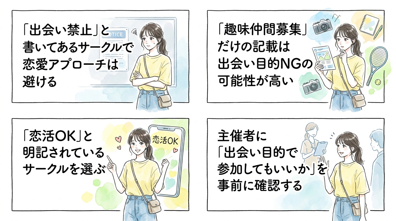 「出会い歓迎」を明示しているサークルほど恋愛に発展しやすい