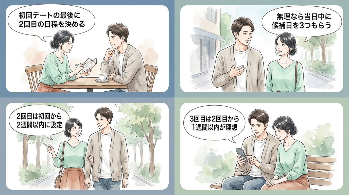 初デートから2週間以内に2回目の約束を入れると関係が途切れにくい