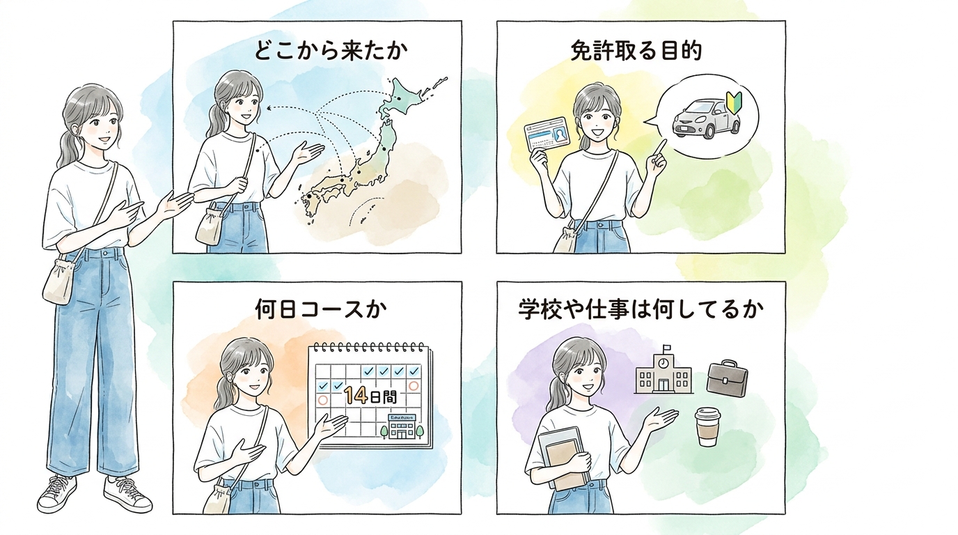 初日の同期入校者には声をかけておくと合宿中ずっと話せる