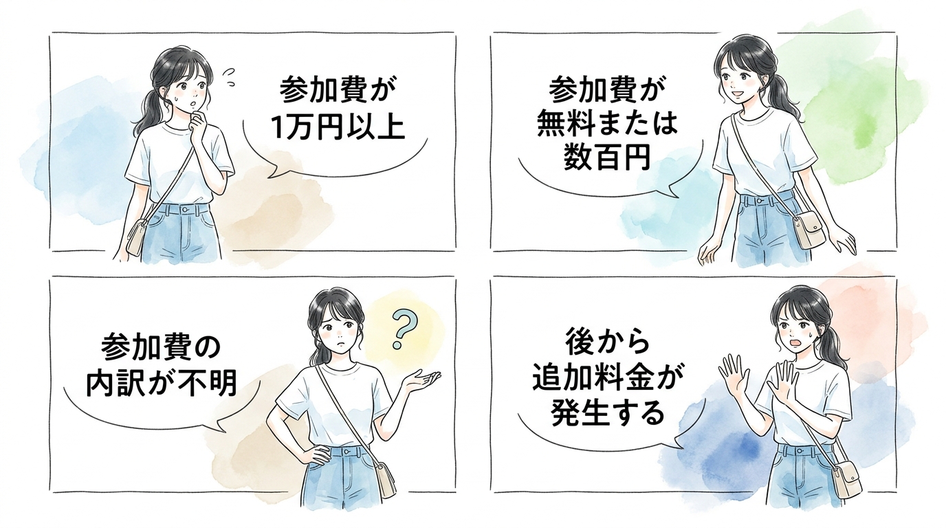 参加費が相場より高すぎる・安すぎるサークルは避ける