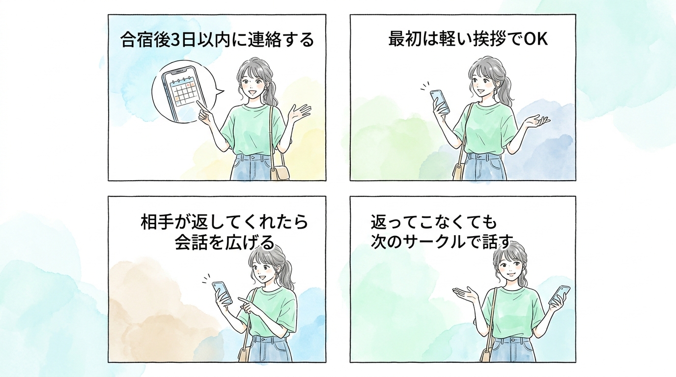 合宿の余韻が残る3日以内に連絡を入れる