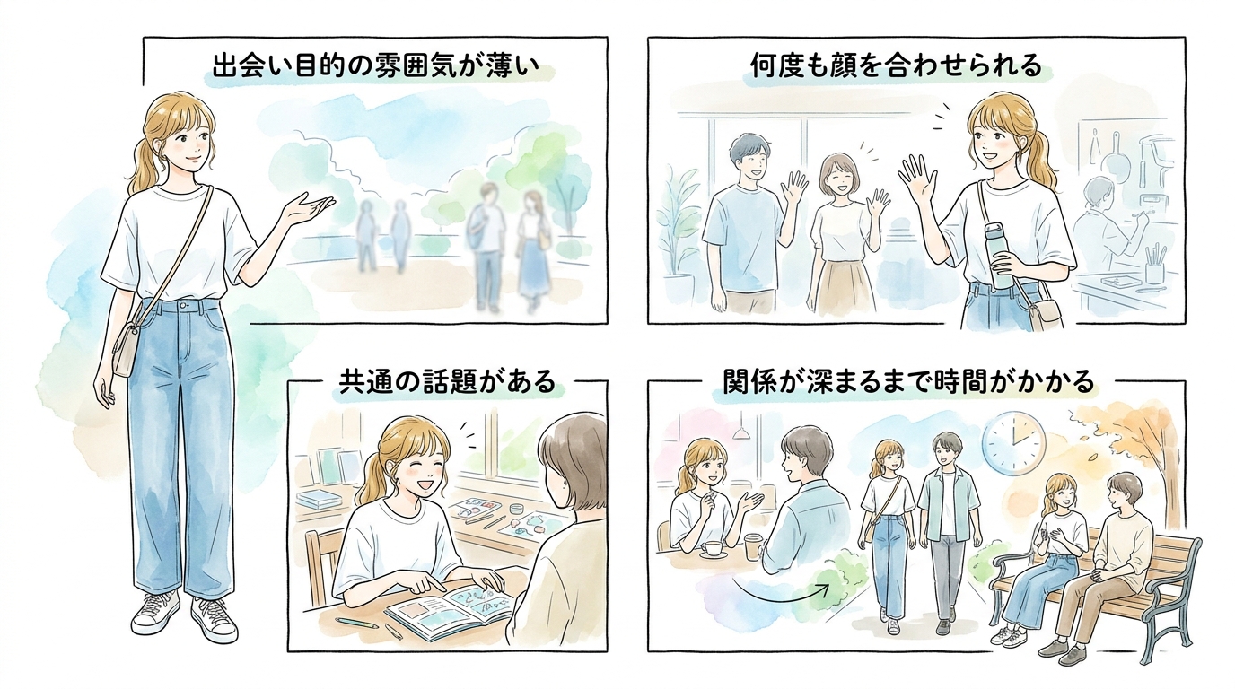 同じ趣味・価値観で自然につながる出会いの場