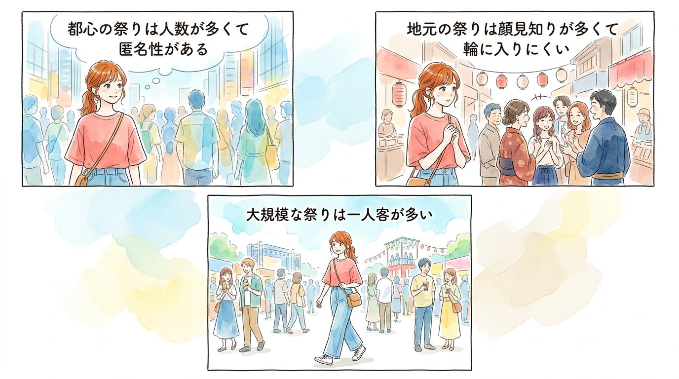 地元密着型より都心の大規模イベントが声をかけやすい