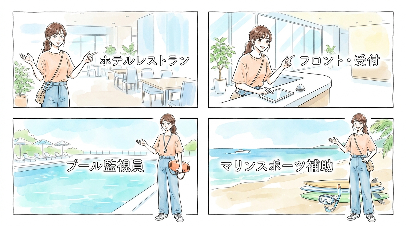 夏の海系リゾートで出会いが生まれる職種