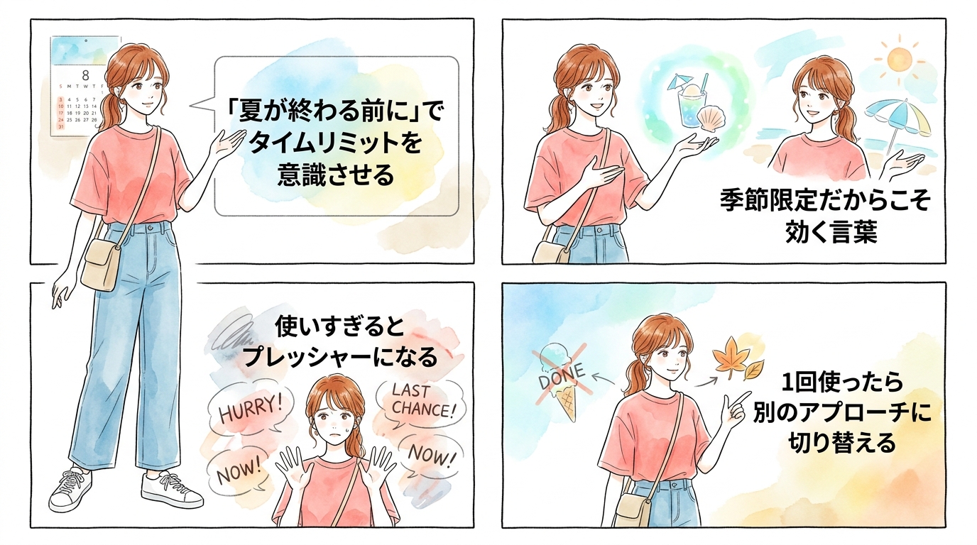 夏の終わりを意識させる言葉が相手を焦らせる