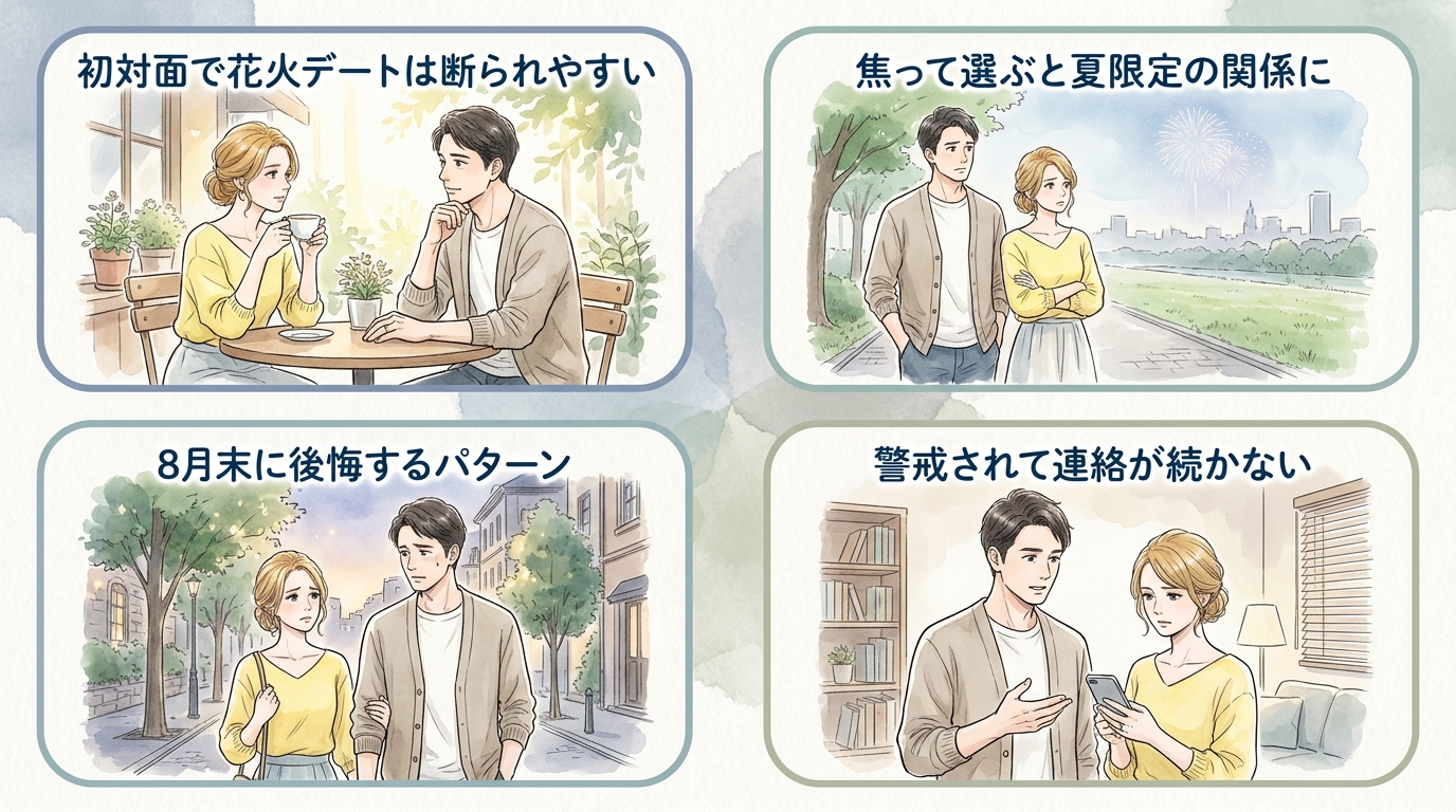 夏本番になってから動くと「花火を一緒に見る相手」を間に合わせで探す状況になる