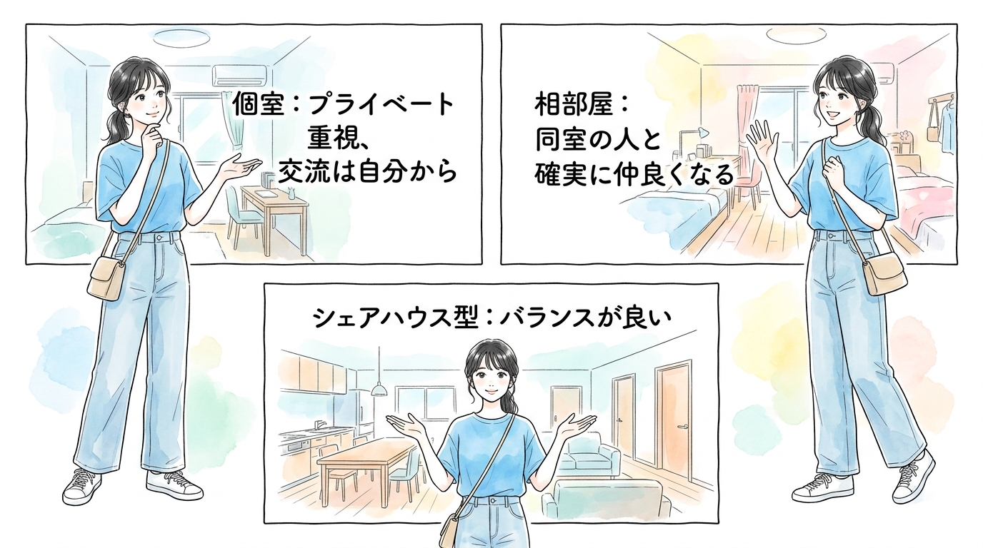 寮タイプ別の出会いやすさと選ぶ基準