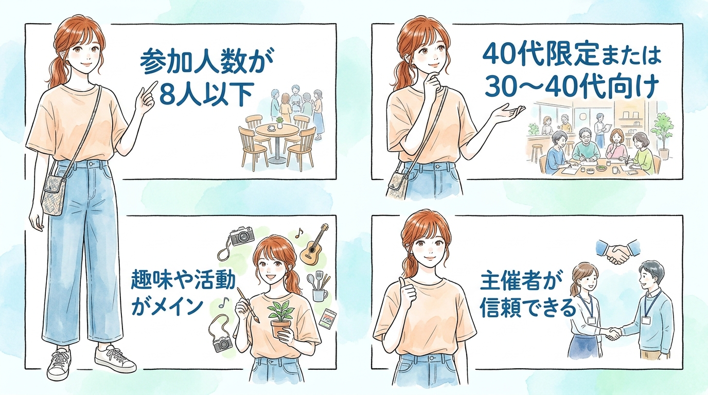 少人数制の大人向けイベントで出会えている