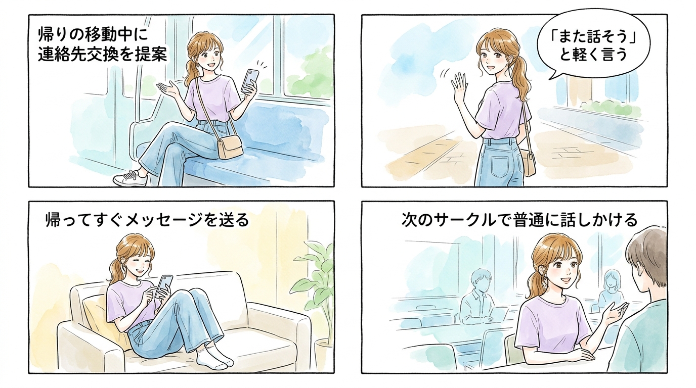 帰りの電車・バスで連絡先交換から次につなげる
