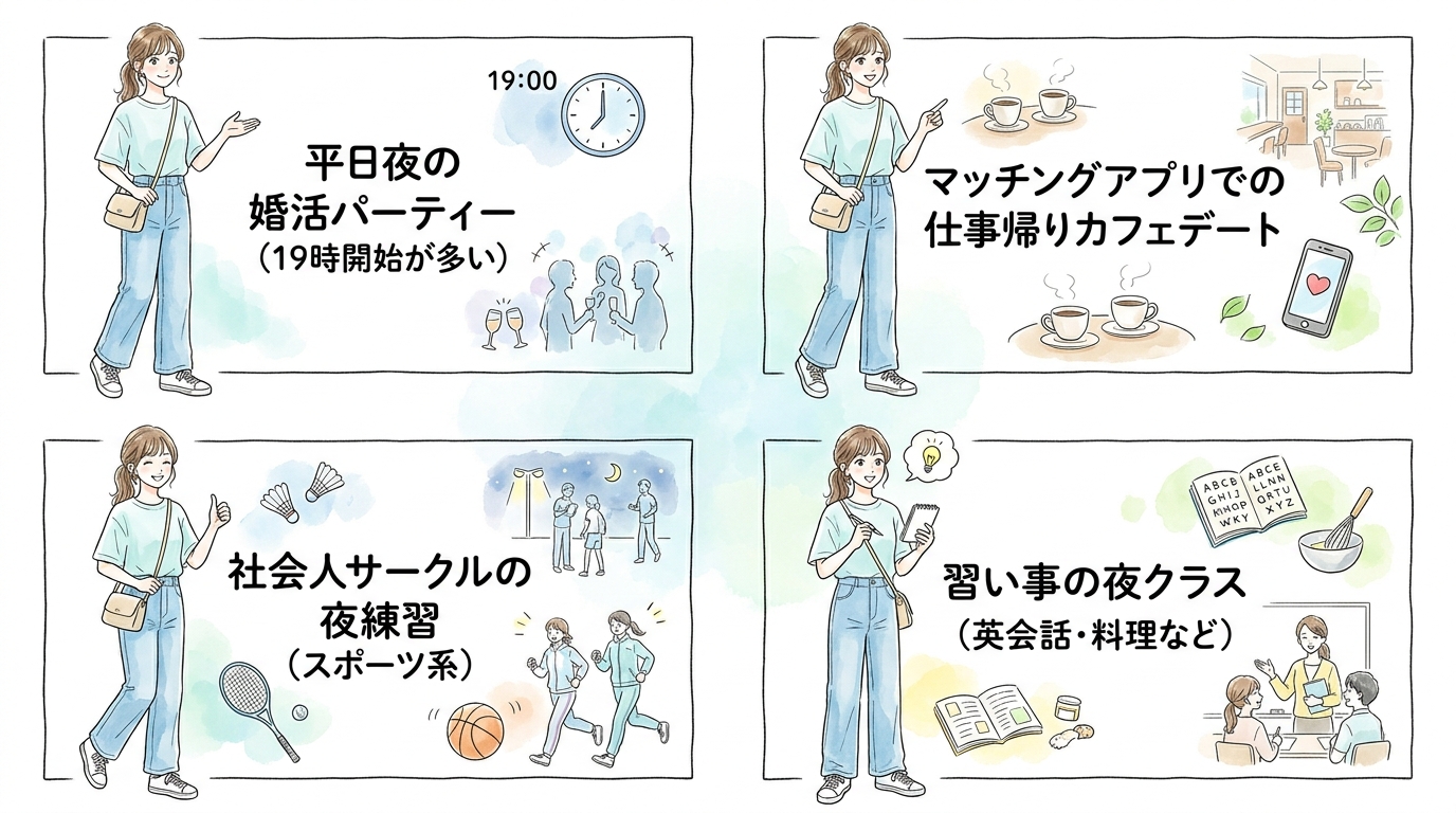 平日夜2時間で出会える場所リスト