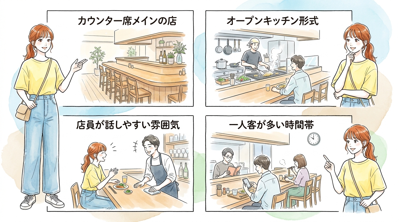 店内カウンター席が多い店舗ほど声をかけやすくなる