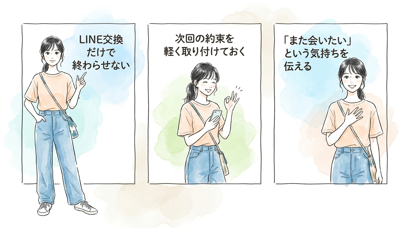 当日中にLINE交換と次回の約束まで取り付けておくと自然消滅を防げる