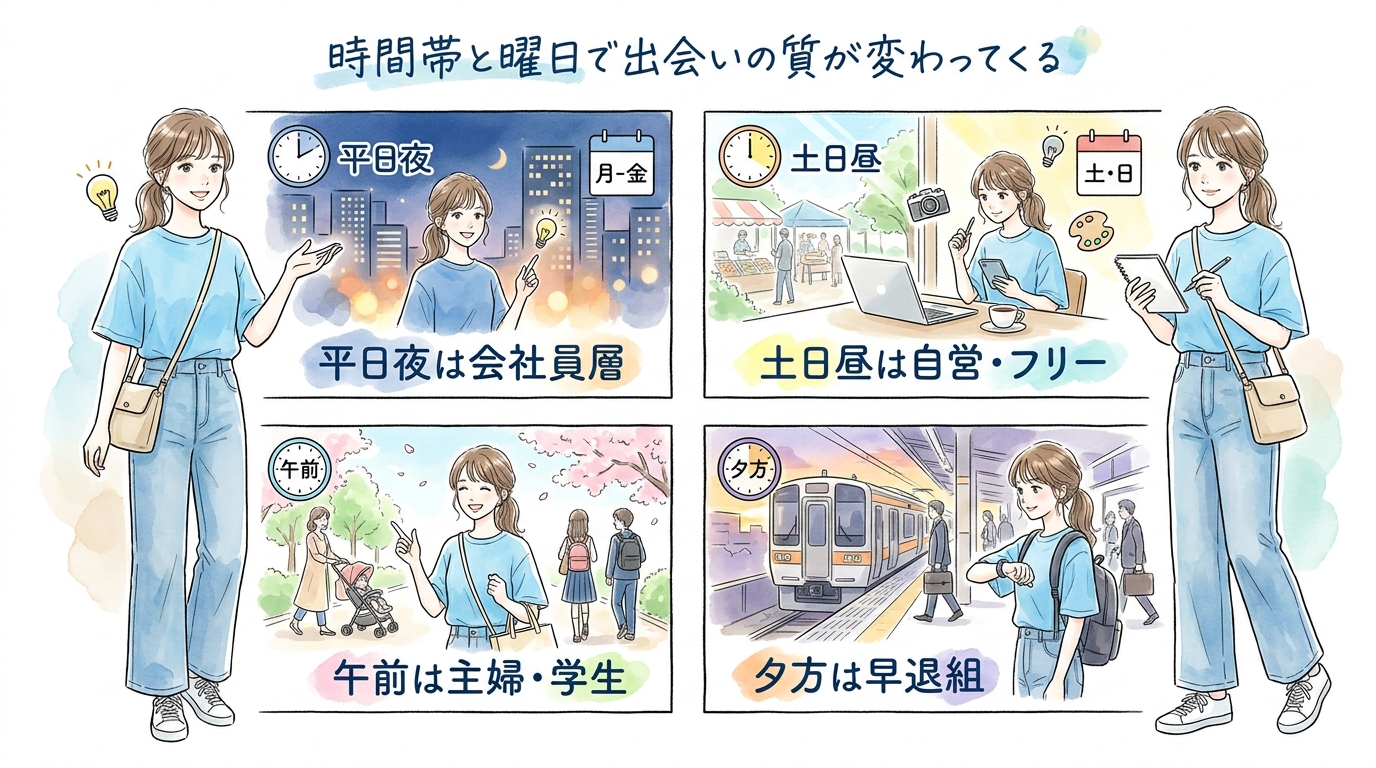 時間帯と曜日で出会いの質が変わってくる