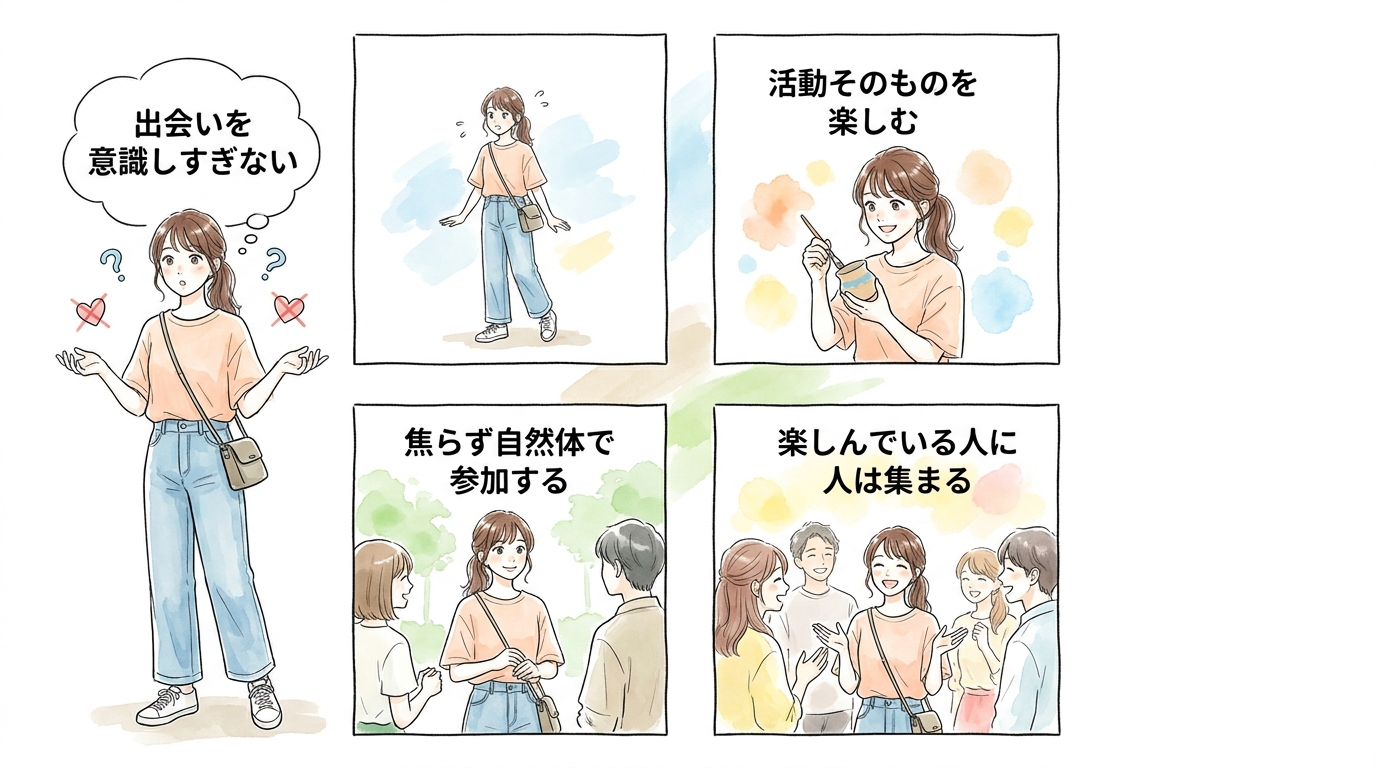 「楽しむ」を第一にして出会いへの期待を前面に出さない