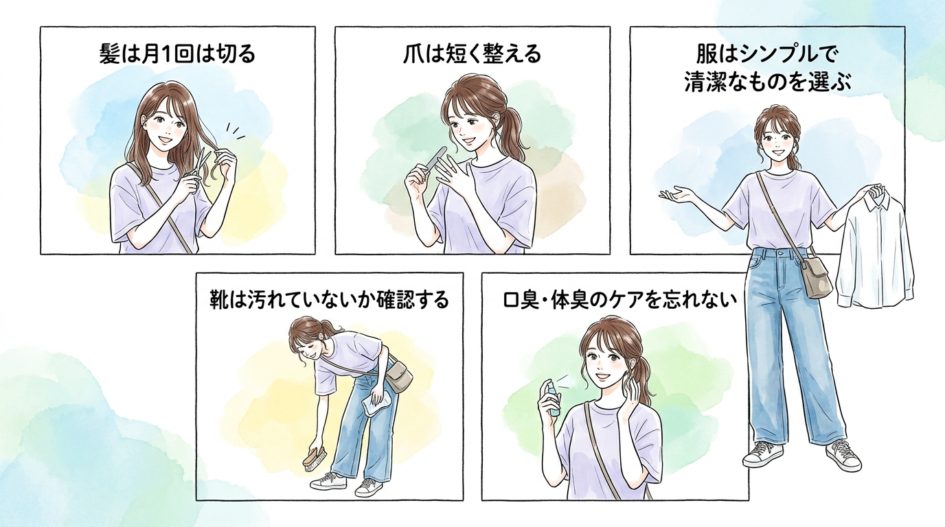 清潔感と年相応の身だしなみだけは整えておく