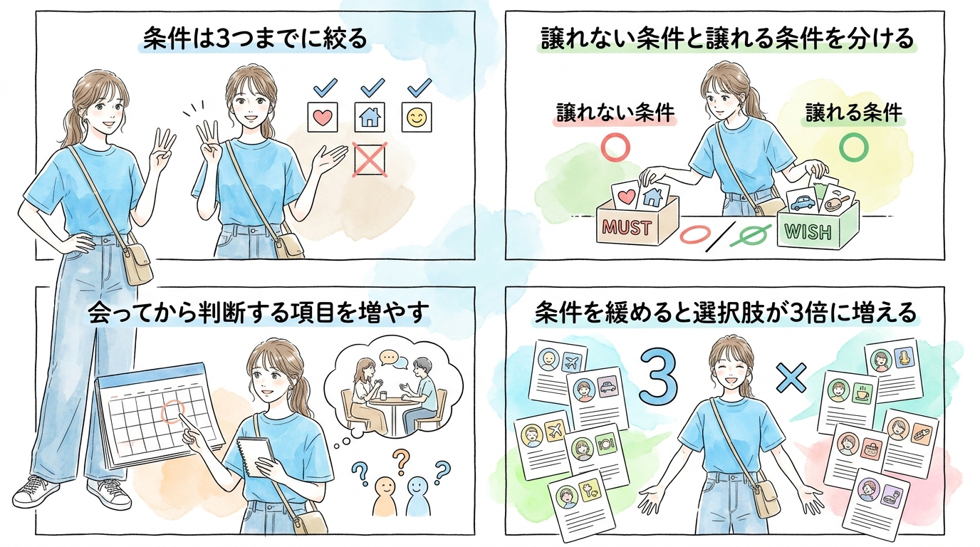 理想の条件を3つに絞ると、会える人が3倍に増える