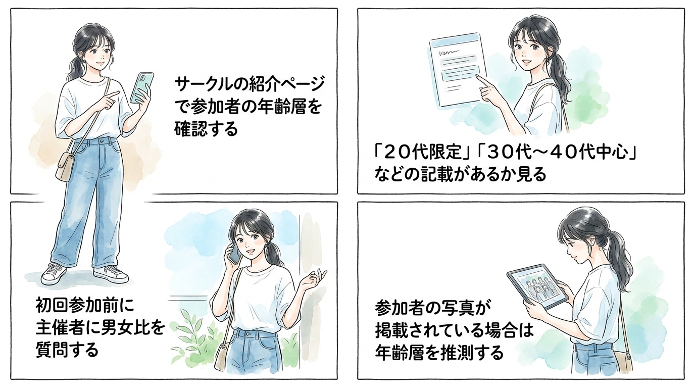 男女比と年齢層を事前確認すれば空振りを防げる