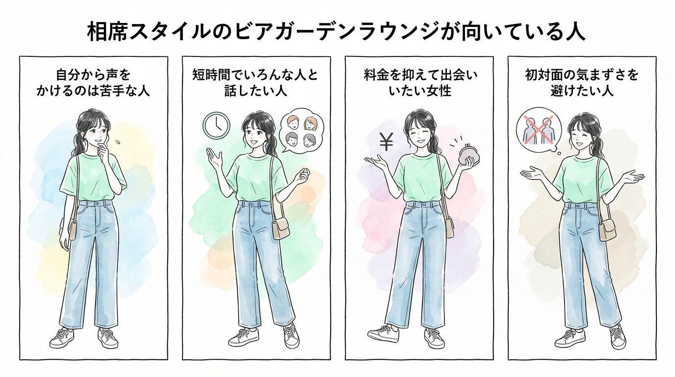相席スタイルのビアガーデンラウンジが向いている人