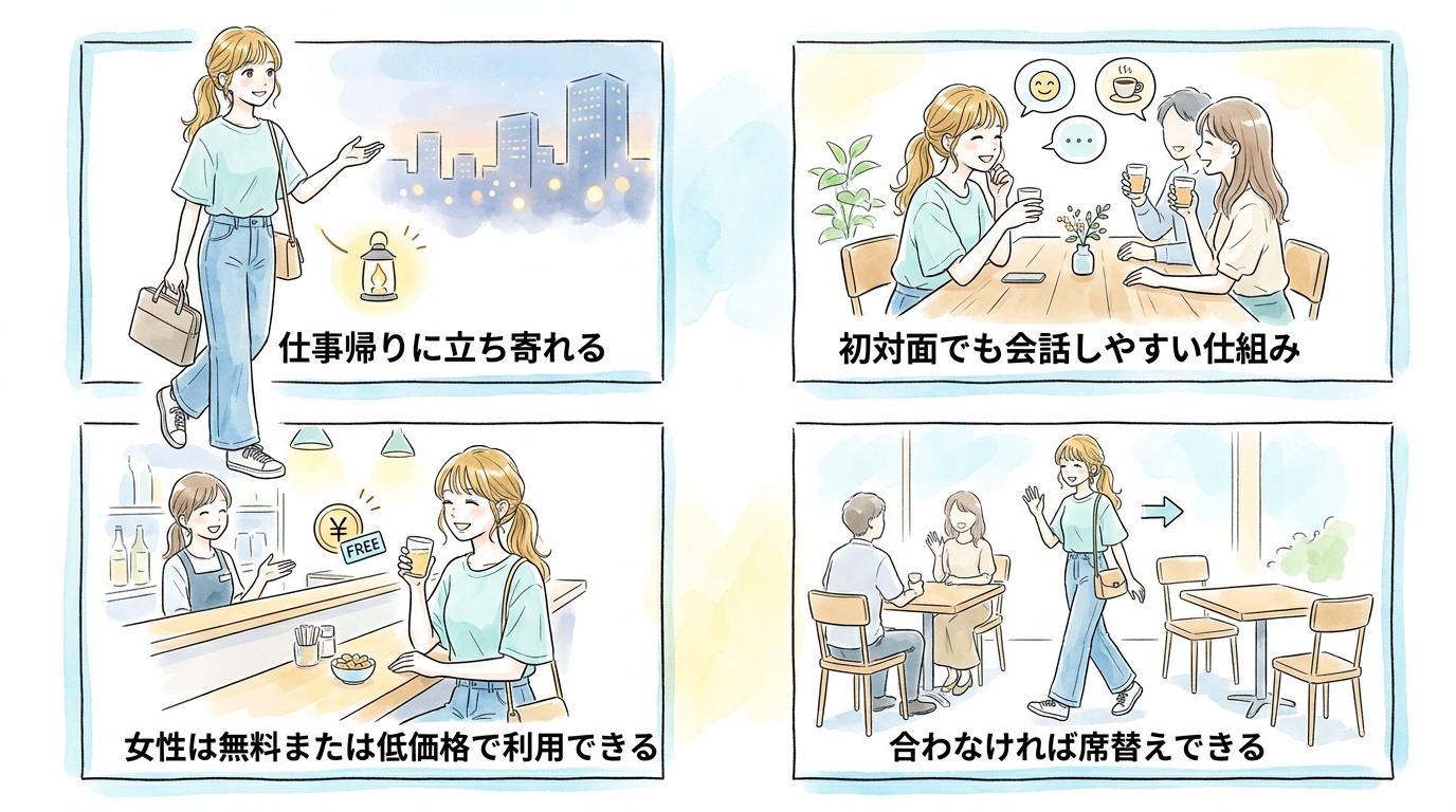 相席居酒屋やバーで気軽に会話が始まる