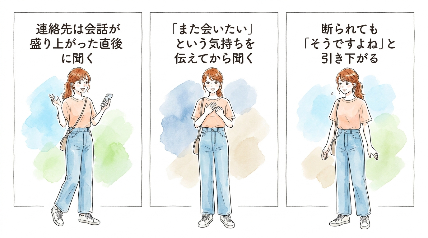 祭り後に連絡先を交換できる流れを事前に想定しておく