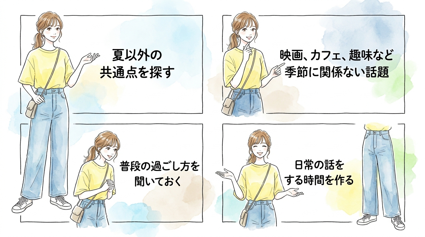 秋の関係を見据えて、夏以外の共通点も確認しておく