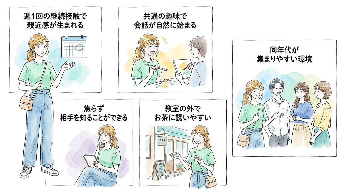 習い事やカルチャーセンターで週1回顔を合わせる効果