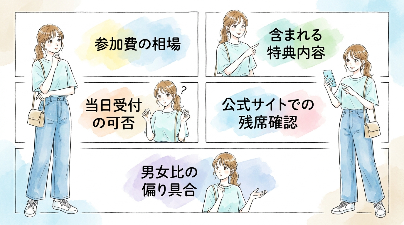 「花火コン」「浴衣婚活」で検索すると当日参加OKの企画が見つかる