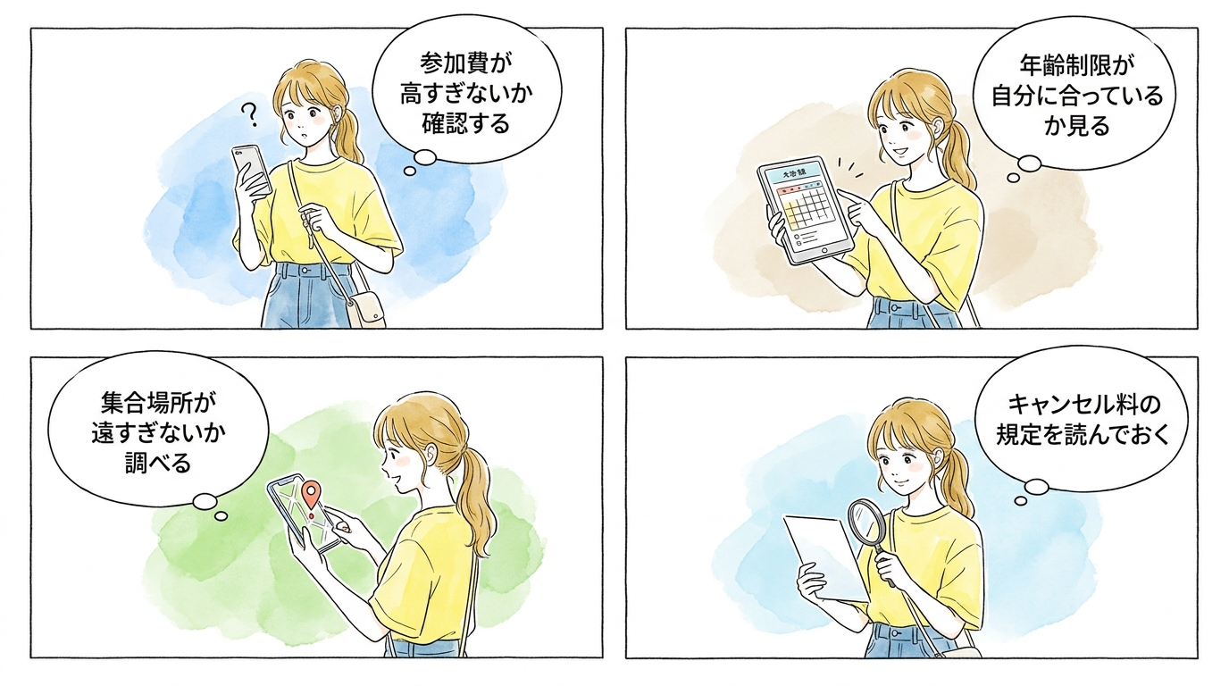 街コンサイトやイベント検索で「花火」「浴衣」タグを使って探す