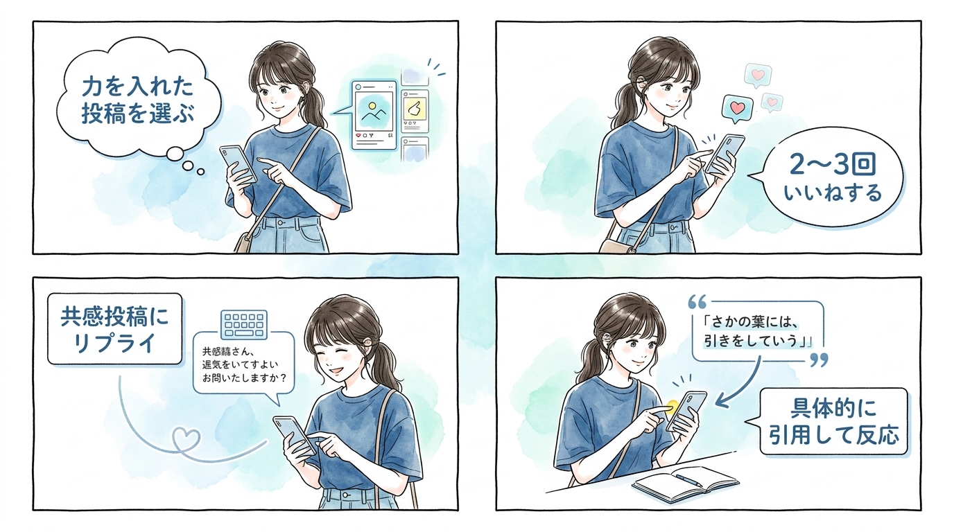 いきなりフォローするより、いいねから始める
