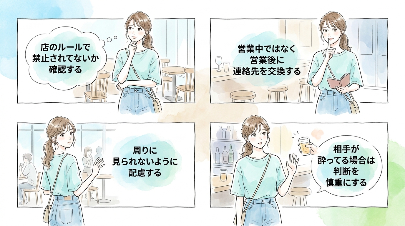 お客様へのアプローチは店のルールを事前に確認しておく