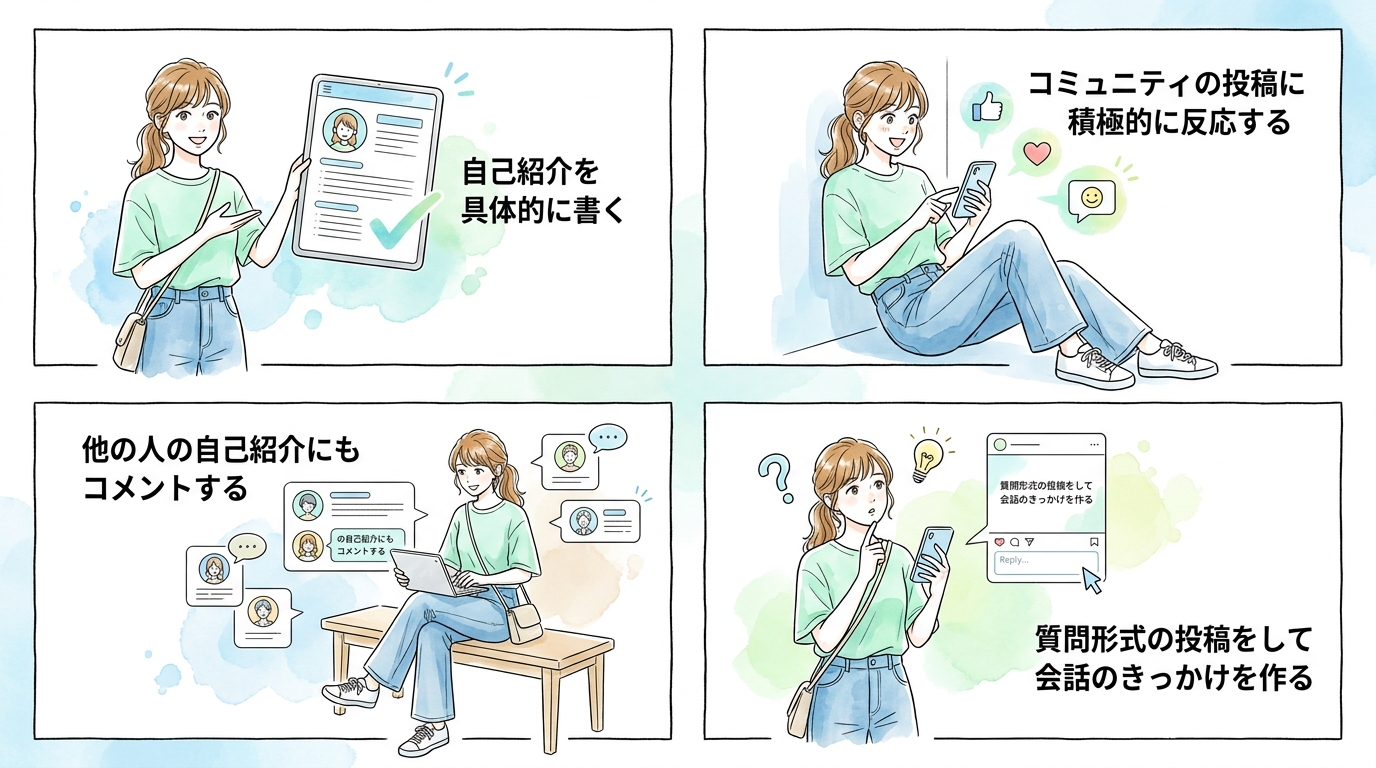 アプリ内の掲示板やコミュニティ機能を使う