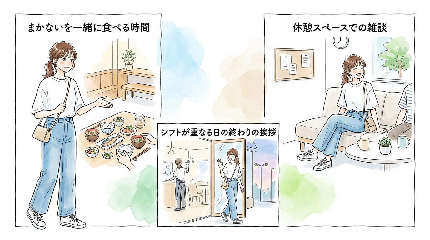 スタッフ同士が自然に仲良くなる休憩時間と食事タイム