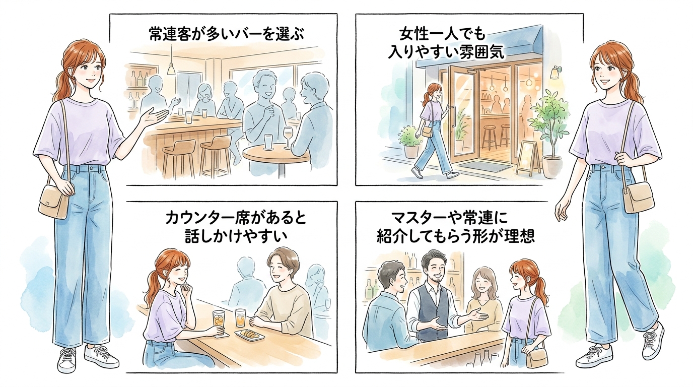 バーやクラブなど、お酒の場で価値観が合う人と出会う