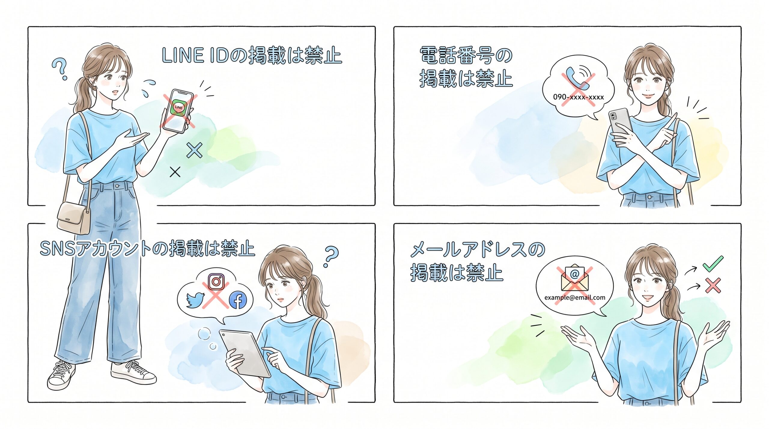 プロフィールにLINE IDや連絡先を載せると削除対象になる