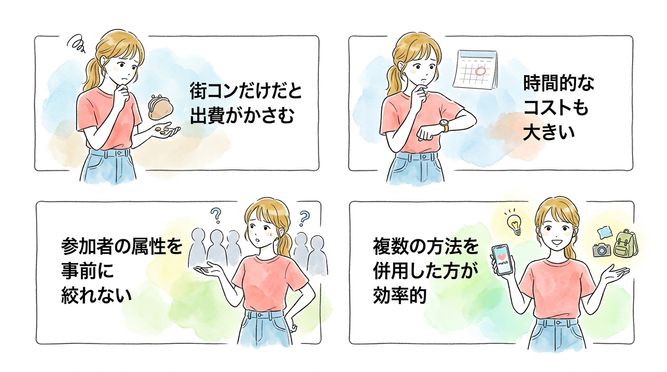 マッチングアプリや趣味サークルと並行するほうが賢明だ