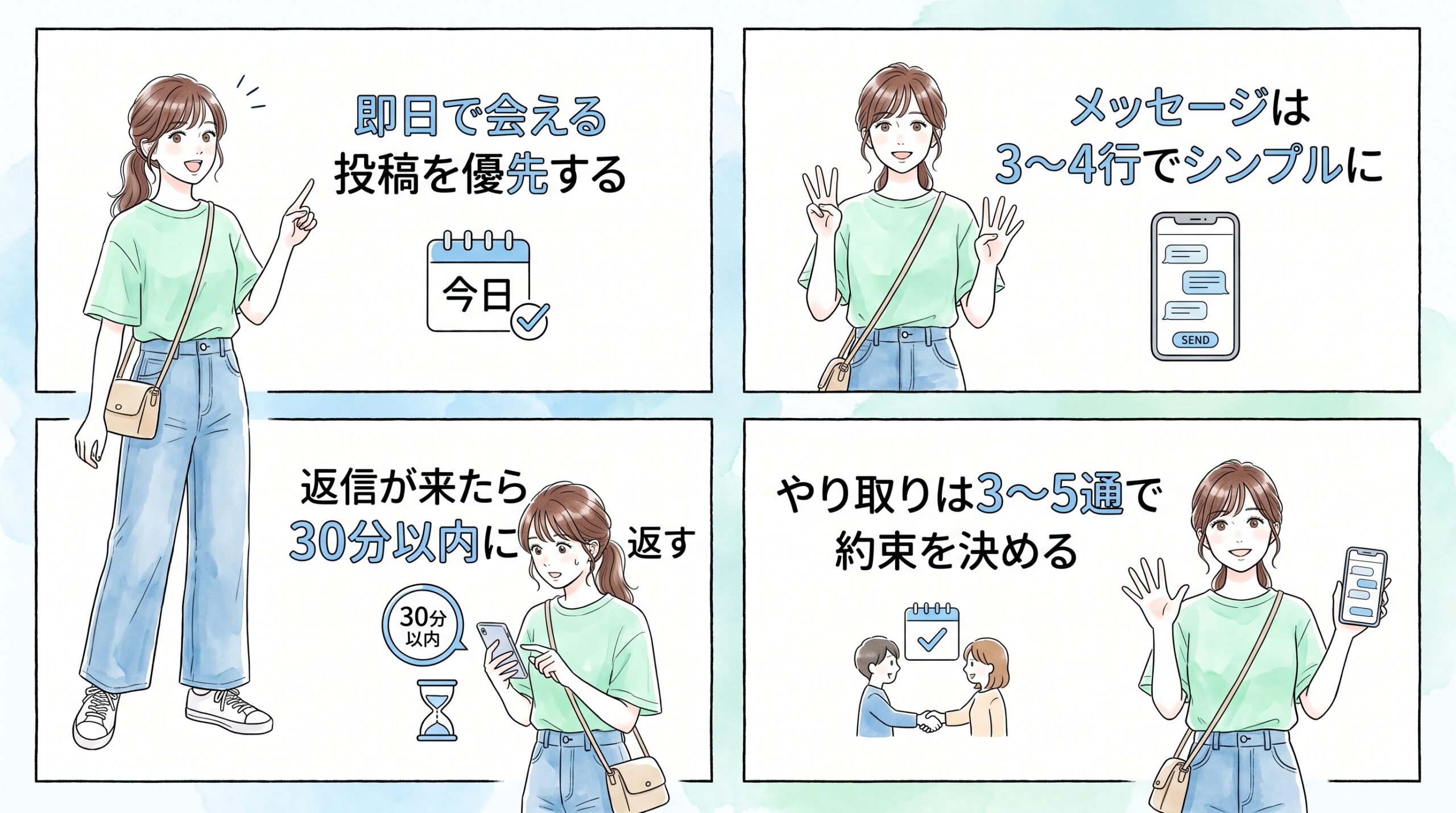 メッセージは「その日のうちに会える候補」を先に返信する