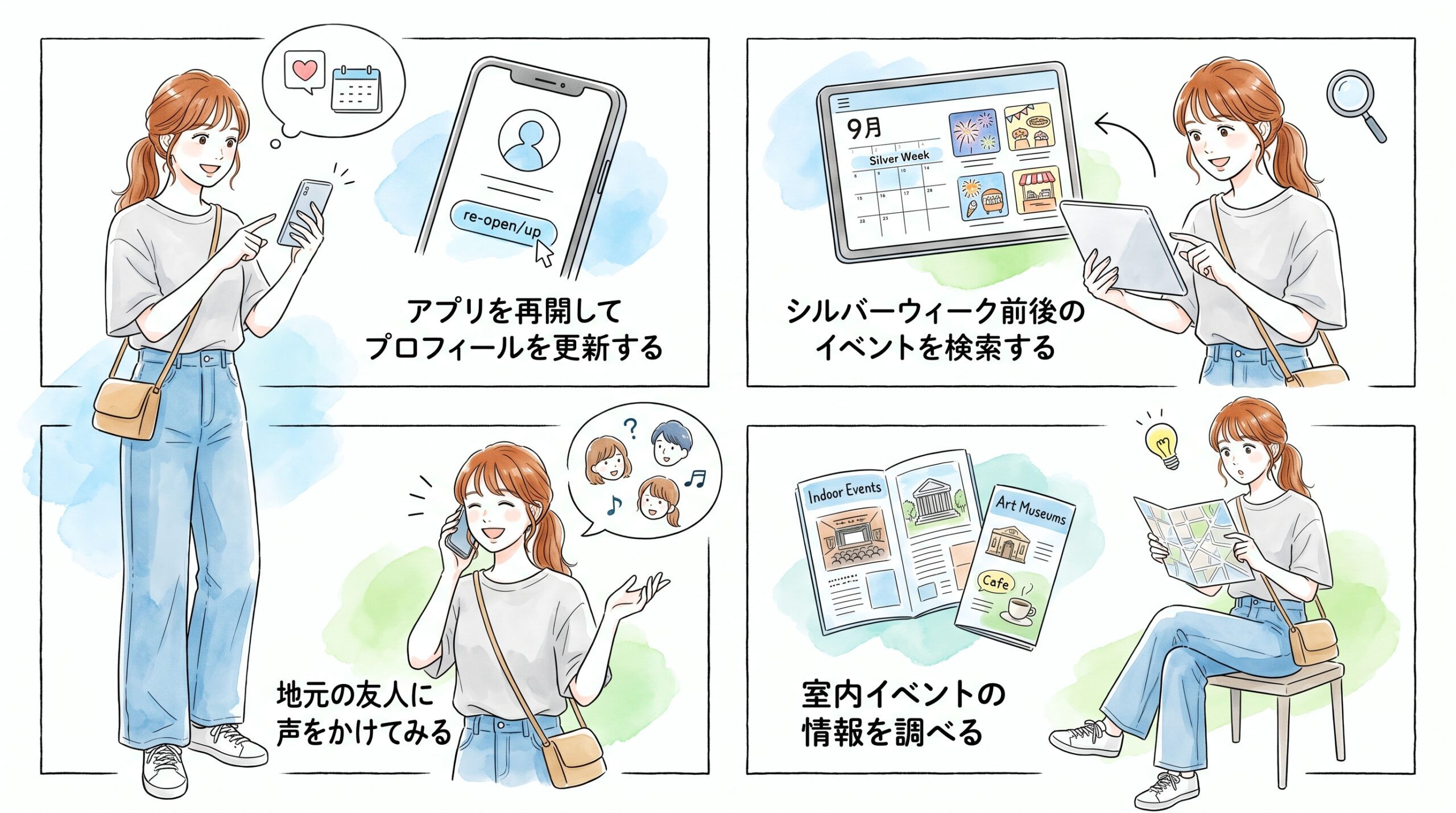 今週中にアプリ再開・イベント検索・友人に声かけのどれか1つだけでも始めておく