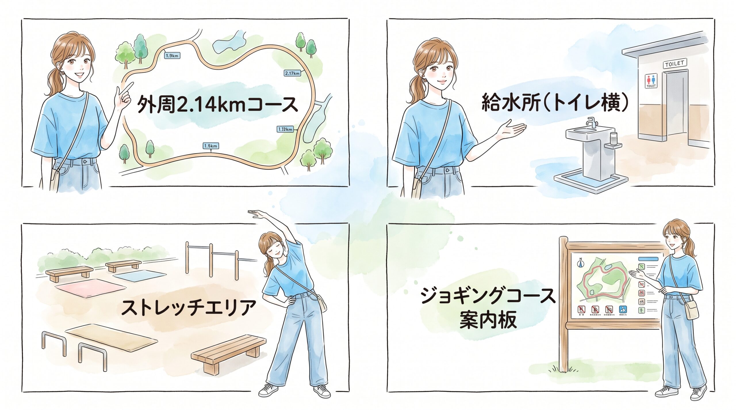 休日の朝7〜9時、周回コース外周で走っている